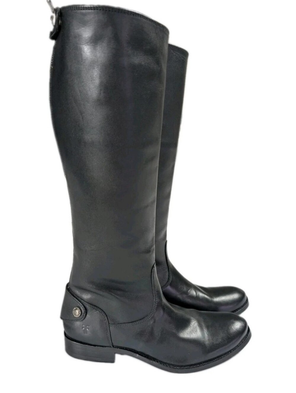 FRYE Melissa Button 15" Tall Zipper Black Leather Riding Boots Women's US 6